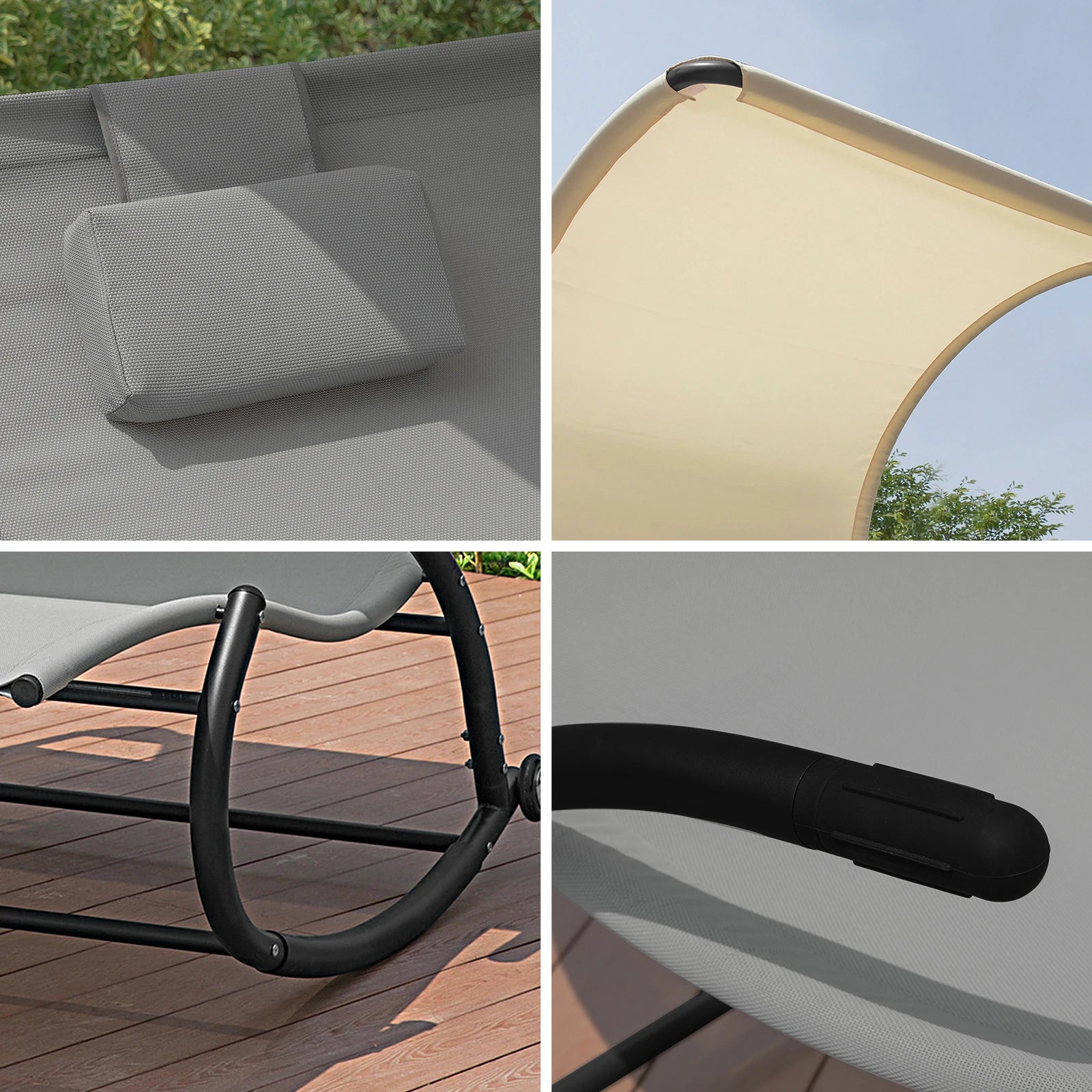 Leżanka ogrodowa dla 2 osób – bujana z daszkiem