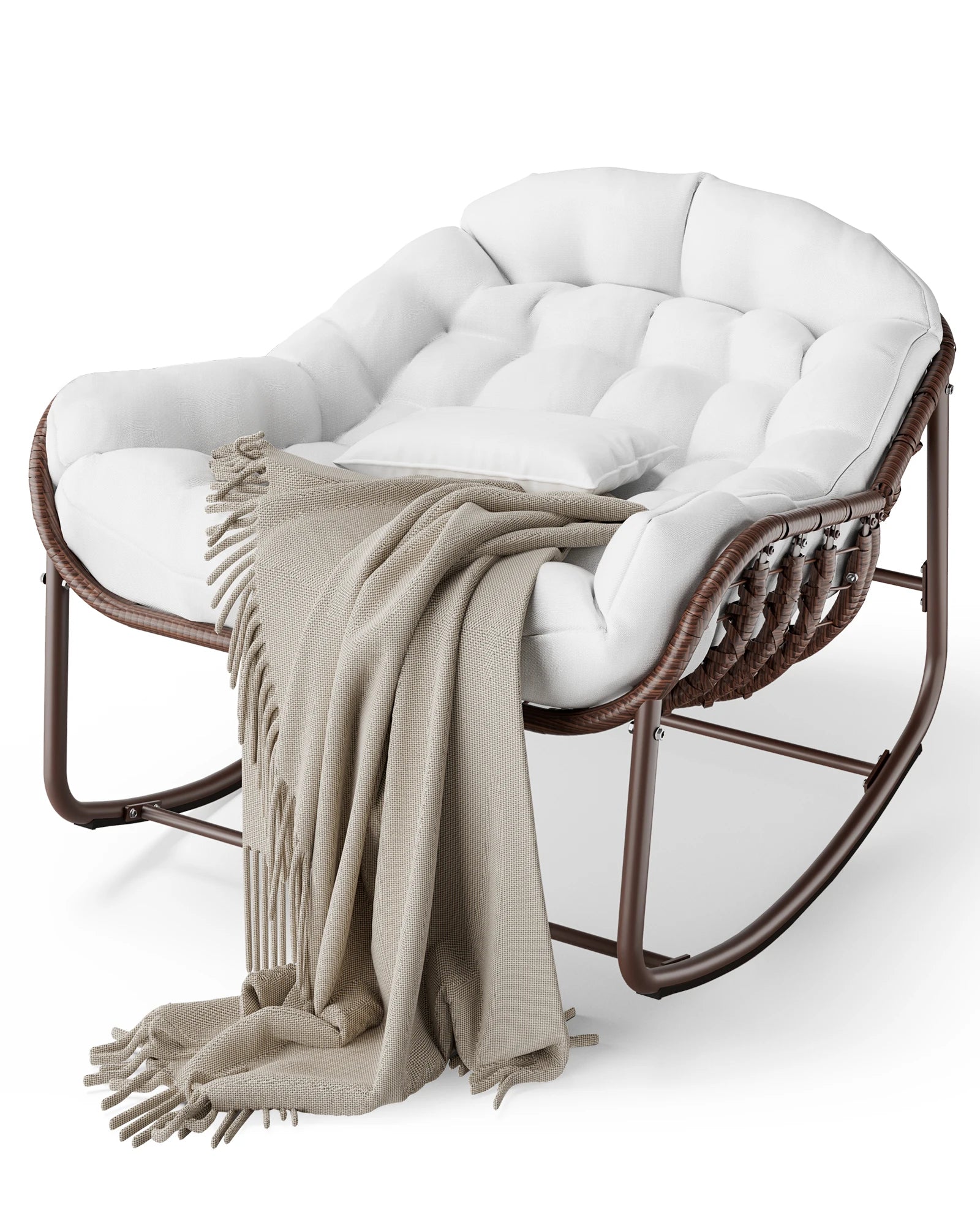 Fotel bujany rattanowy COCOON – z grubą poduszką