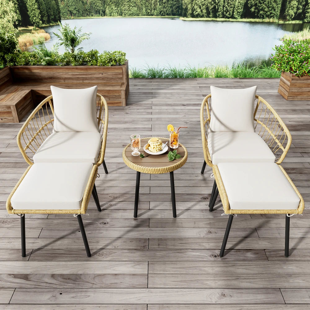 Zestaw ogrodowy rattanowy LUNA – 5 elementów