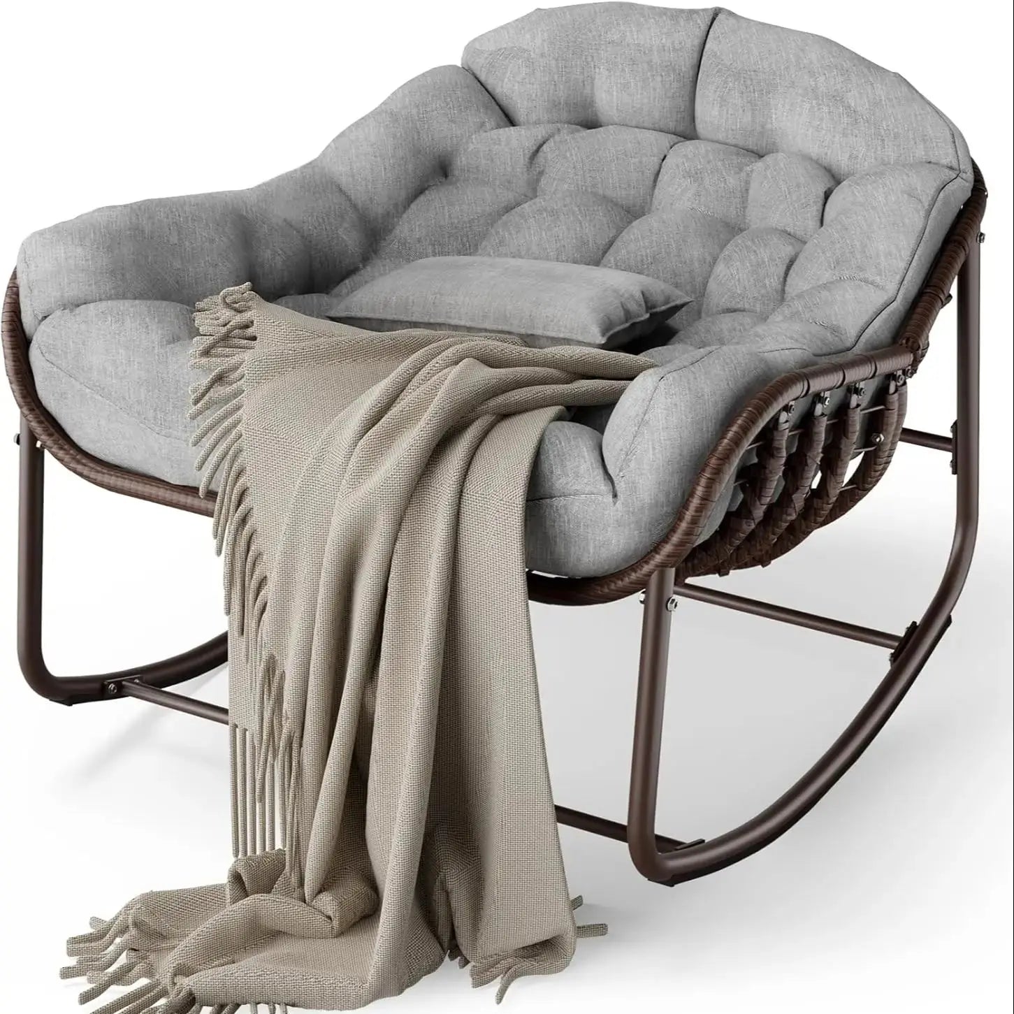 Fotel bujany rattanowy COCOON – z grubą poduszką